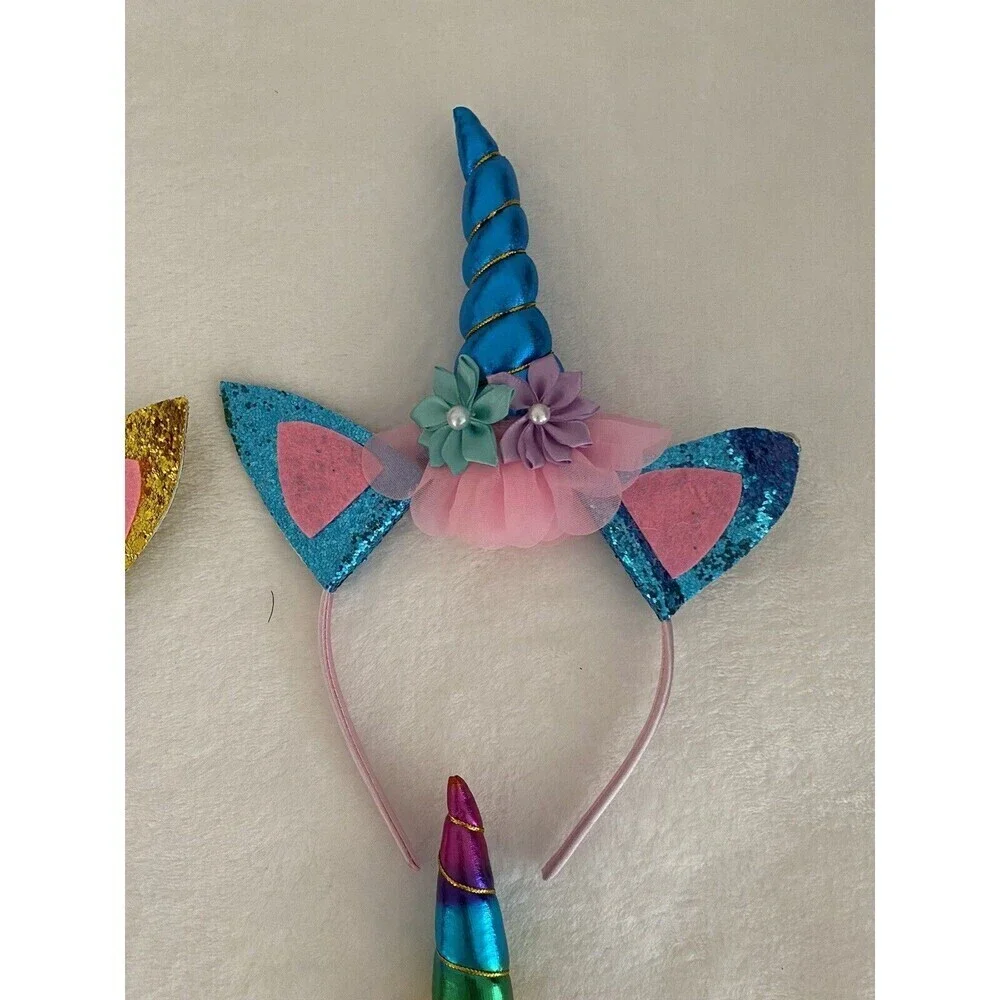 kids Unicorn Headband Halloween Hair Accessories Birthday Girl Hairband set of 4